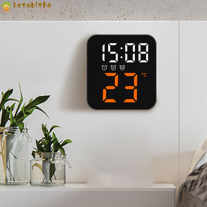 จอแสดงผลข้อมูลเวลาอุณหภูมิเตือนนาฬิกาดิจิตอลอิเล็กทรอนิกส์-led-นาฬิกาหัวเตียงความสว่าง2ปรับระดับได้สำหรับการตกแต่งบ้าน