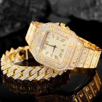 Hip Hop Square Men Watches Top Business Brand Iced Out Quartz Roman AAA Watch Luxury Iced Out Watch Clocks Relógio masculino 【BYUE】