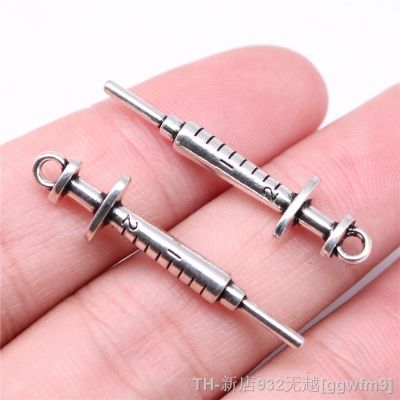 hot【DT】❇₪△  WYSIWYG 10pcs Charms 36x9mm Syringe Jewelry Making Findings Antique Color Alloy Pendant