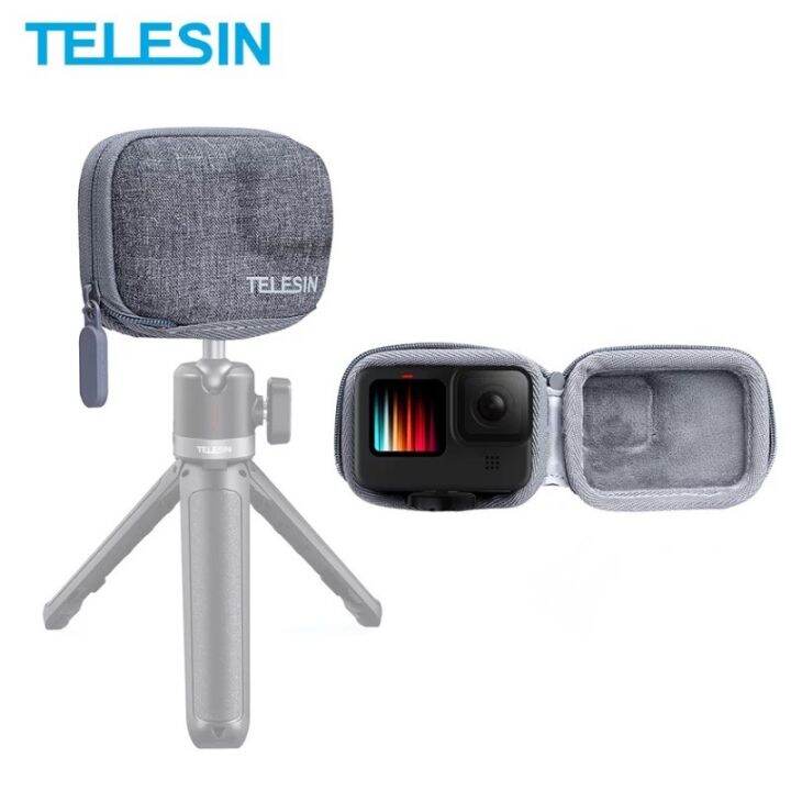 new-telesin-gopro-hero-10-9-grey-mini-protective-bag-half-open-quick-release-กระเป๋าผ้าสีเทา-gopro-9-10-กันกระแทก