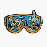 Wilderness Tourism goggles Embroidered Patches for Clotihing Mountains and rivers Embroidery Iron on Appliques