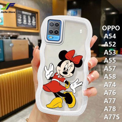 เคสโทรศัพท์การ์ตูน Mickey Mouse JieFie สำหรับ OPPO A54 / A57 / A53 / A52 / A55 / A58 / A74 / A76/A77/เคสโทรศัพท์/A78แฟชั่นน่ารัก Minnie Mickey เคสคู่ฝ้าโปร่งแสง TPU นุ่ม