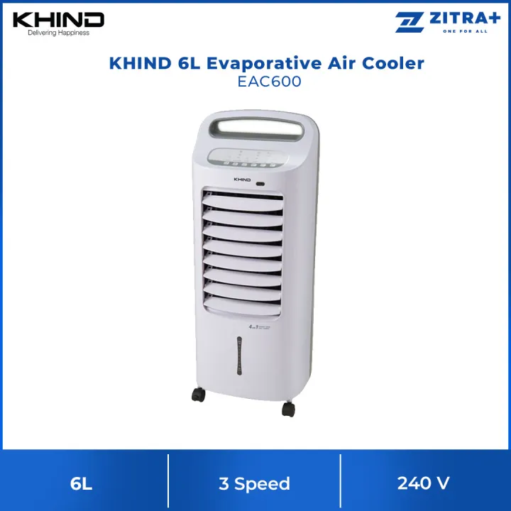KHIND 6L Evaporative Air Cooler EAC600 Auto Shut Off Pump Protection