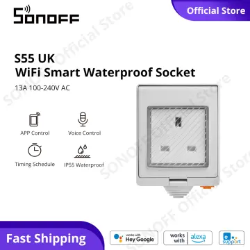 SONOFF S55 US WIFI Smart Power Socket Outdoor Plug IP55 Waterproof App  Control