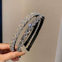 FYUAN Shiny White Black Rhinestone Hairbands for Women Weave Headwear Hair Accessories Jewelry