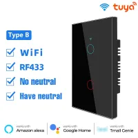 ROVF Tuya Wifi Smart Switch (มี/ไม่มี Neutral) Wifi+RF433 สวิตช์ไฟ สวิตช์ไฟสัมผัส สั่งงานไร้สาย Google Smart Home V.ล่าสุด พัดลม