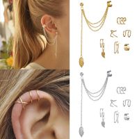 5/12Pcs Fashion Gold Color Star Leaves Non-Piercing Ear Clip Earrings for Women Simple Fake Cartilage Ear Cuff Wholesale Jewelry