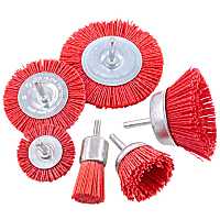 6Pcs Nylon Filament Abrasive Wire Brush Wheel &amp; Cup Brush Set with 1/4 Inch Shank, 6 Sizes Nylon Drill Brush Set Perfect