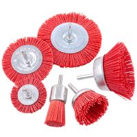 6Pcs Nylon Filament Abrasive Wire Brush Wheel &amp; Cup Brush Set with 1/4 Inch Shank, 6 Sizes Nylon Drill Brush Set Perfect