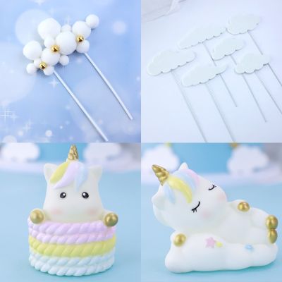 9pcs/set Cartoon Animal Unicorn Cloud Cake Topper Decor Baby Shower Kids Birthday Party Decoration Supplies