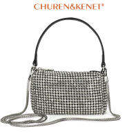 Crystal Rhinestone Evening Crossbody Bags for Women Luxury nd Bling Purse Mini Top Handle Handbag Chain Mesh Clutch for Party