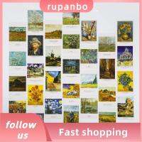 RUPANBO039392692 30ชิ้นโปสการ์ดศิลปะที่ทนทานกระดาษแข็งหลากสีที่มีชื่อเสียงของภาพวาดศิลปะนามธรรมโปสการ์ดสะดวกในการพกพาที่มีน้ำหนักเบาโปสเตอร์ศิลปะที่สวยงามย้อนยุค