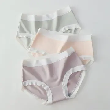 3PCS Ice Silk Seamless Panty for Ladies Underwear Hipster Semi Mid
