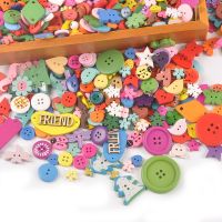 30pcs Mixed Painted Wooden Buttons For Clothing Crafts Button DIY Kid Apparel Supplies Sewing Accessories Home Decoration M2471 Haberdashery