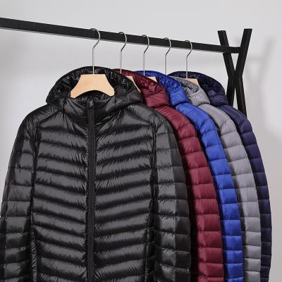 ZZOOI New Man Winter Duck Down Coat Hooded Ultra Light Down Jackets Warm Comfortable Slim Outerwear Parkas Plus Size M-5xl