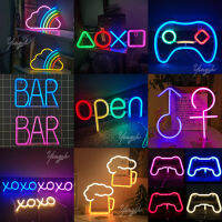 Wholesale Led Neon Light Sign Open Bar Game Letter Night Lamp Room Wall Art Decoration for Party Wedding Shop Birthday Gift