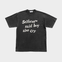 Selfness™ BOY ALSO CRY T-SHIRT LARGE FIT IN FADE BLACK