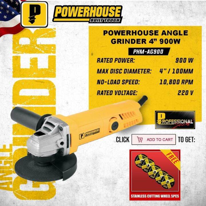 Powerhouse Angle Grinder Set Original Torque Force w/ Back Switch 4