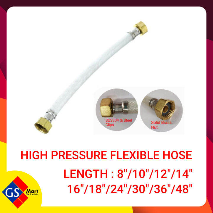 PVC NYLON HIGH PRESSURE FLEXIBLE REINFORCED BRAIDED HOSE WITH BRASS NUT