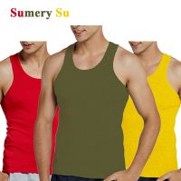 Tank Tops Men 2023 Summer 100 Cotton Cool Fitness Vest Sleeveless Tops Gym Slim Colorful Casual Undershirt Male 7 Colors 1PCS