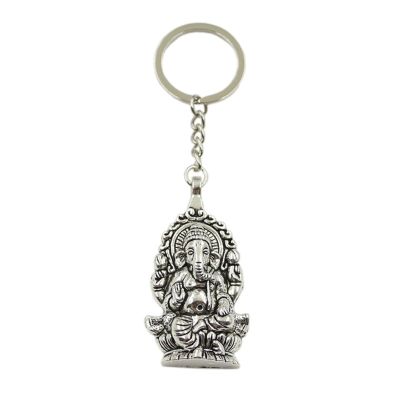 New Hot Men Key Ring Metal Key Chain Keychain Gift Jewelry Bronze Silver Color Ganesha Buddha Elephant Pendant Great Promotion Key Chains