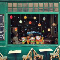 【cw】 DIYChristmasNew Year Glass Wall StickerRoom Glass Window Background Decoration Removable Wall Sticker 【hot】