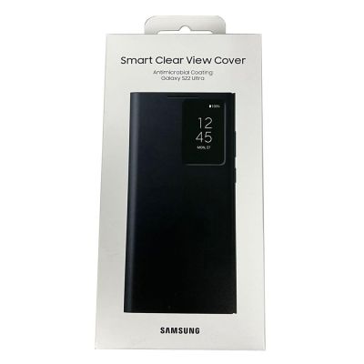 Samsung Official Galaxy S22 Ultra Smart Clear View Cover (Black), EF-ZS908CBEGEW