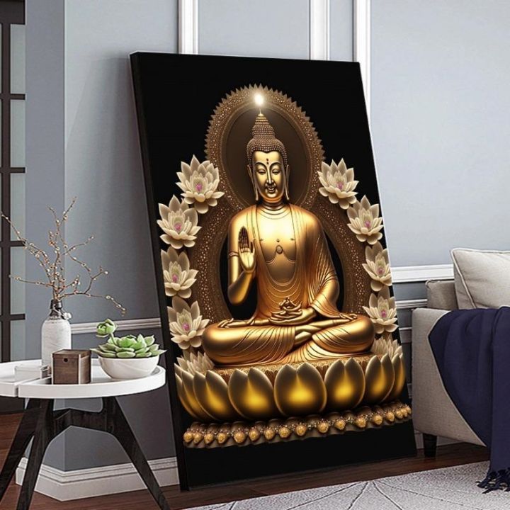 lotus-สมาธิพระพุทธรูปรูปปั้นประติมากรรมศิลปะโปสเตอร์สุนทรียศาสตร์-zen-ศาสนาภาพวาดผ้าใบ-edition-ห้องนั่งเล่น-wall-home-decor