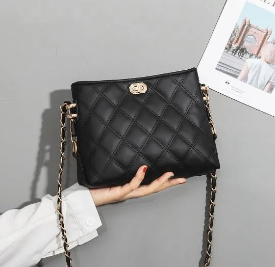 Rhombic Leather Chain Sling Bag Lazada PH