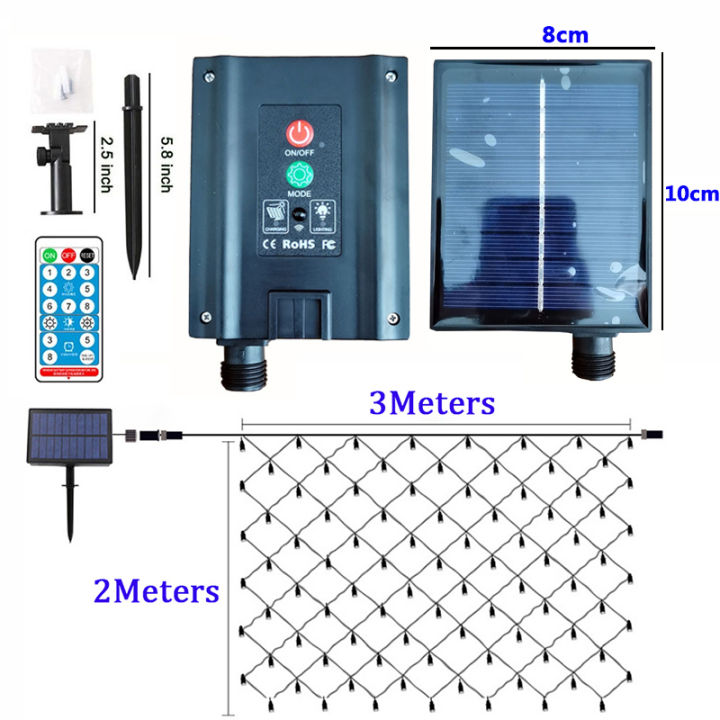 solar-powered-net-light-mesh-fairy-light-waterproof-garland-with-8-modes-timer-christmas-decorations-for-home-3m-x-2m