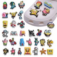 Sponged Bobs Anime Stitch Crocodile Decoration Squidward Patrick Star PVC Shoe Charms Aceessories Fit Croc Sandals Buckle Gifts