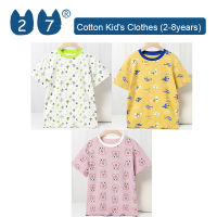 27Kids Store เสื้อยืดแขนสั้นของเด็กเสื้อยืดเด็กหญิงเด็กชายสำหรับเด็กทารก (1Y-8Y) 2023สำหรับเด็กผู้ชายฤดูร้อน