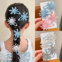 2PCS New Lovely Princess Snowflake Girls Hairpins Children Headwear Hairgrip Hair Clips Barrettes Hair Accessories