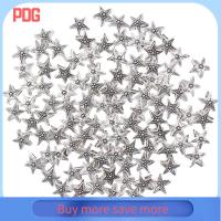 PDG 100Pcs โลหะผสมอัลลอยด์ ลูกปัดเว้นระยะรูปปลาดาวสีเงินโบราณ เงินโบราณ 1111มม. ลูกปัดโลหะรูปสัตว์ทะเล สีสดใสและน้ำหนักเบา รูปร่างปลาดาว ลูกปัดเสน่ห์โลหะทะเลมหาสมุทรทิเบต สาวๆ