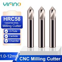 YIFINO HRC58 2-Flute ทังสเตนเหล็กคาร์ไบด์สําหรับอลูมิเนียมอัลลอยด์ Chamfer Milling Cutter CNC Mechanical Machining Chamfering Tools