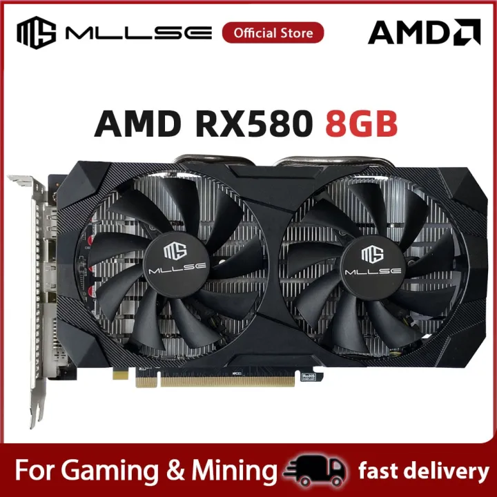 Mllse Graphics Card Amd Rx 580 8gb Gaming Gddr5 256bit 6pin Pci E 30 ×16 Radeon Gpu Computer