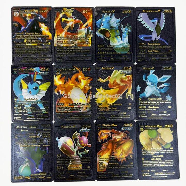 บัตรสีทองโปเกมอนฝรั่งเศส-สเปน-อังกฤษการ์ด-gx-โลหะคอลเลกชันเกม-pikachu-charizard-golden-v-vmax-สัตว์เลี้ยงสไปรต์การ์ดพร้อม-stockjssdv9ec82