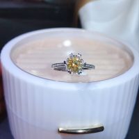 Yellow moissanite Personality design New ring 925 Sterling silver beautiful color sparkling 1 carat Diamond D VVS1