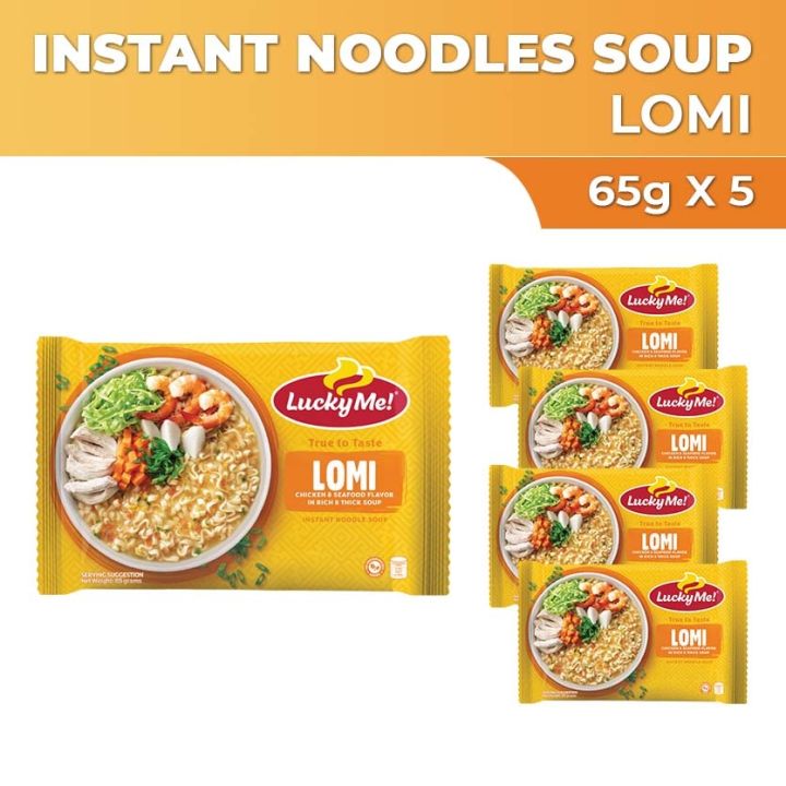 Lucky Me Instant Noodle Soup Lomi Seafood And Vegetable Flavor 65g X 5