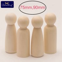 75mm/90mm Wooden Peg Dolls 5pcs/Lot Wood Crafts Kids DIY Handmade Toys Home Nursery Decoration Wooden Blank Women Men Peg Dolls