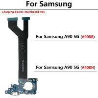 สำหรับ Samsung A90 5G A908B A908N ตัวเชื่อมต่อแท่นชาร์จ USB พอร์ตสายเคเบิลแบบยืดหยุ่นบอร์ดเปลี่ยนไมโครโฟน