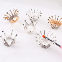 Alloy Glitter Rhinestones Crown Nail Art Brush Holder Display Stand Rest Tools for Nail Art Pen Painting Brush Pen Accessories