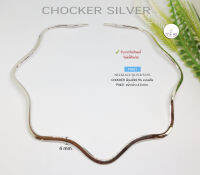 CHOCKER เงินแท้92.5% แบบแข็ง ทรงตัวได้ดี หน้ากว้าง 4 mm. หนัก 2.1 บาทตัน ยาว 16 นิ้ว(งานไทย)