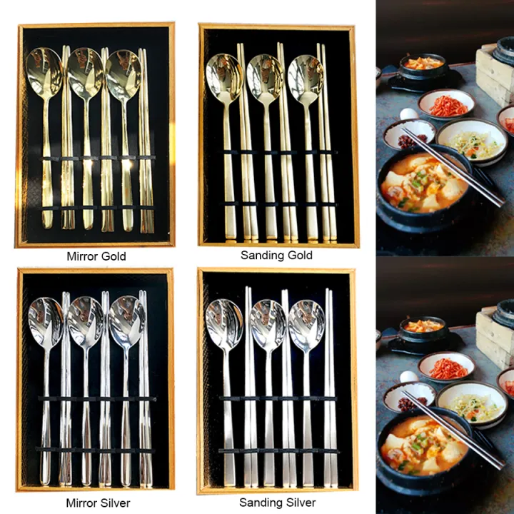 EASTEAR Silver Koreanstyle Dinnerware Set Foodgrade Stainless Steel