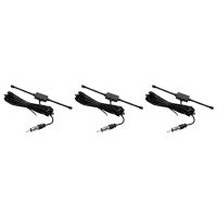 3X Black Universal Car Boat Stereo AM FM Dipole Antenna Adhesive Mount Glass Antenna Radio Antenna