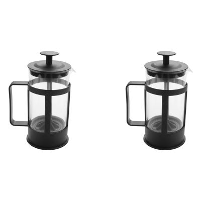 2X French Press Coffee &amp; Tea Maker 12Oz, Thickened Borosilicate Glass Coffee Press Rust-Free and Dishwasher Safe