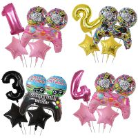 6pcs Foil Gamepad Balloons Set Game On Digit Number Ball Childrens Boy Birthday Party Decorations Game Theme Party Supplies Artificial Flowers  Plant