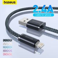 BaseusสายUSBสำหรับiPhone 14 13 Pro Max Fastชาร์จสายUSBสำหรับiPhone 12 Mini Pro Maxข้อมูลUSB 2.4Aสาย-JHU STORE