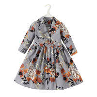 Spring Autumn Kids Girls Trench Dress Vintage Floral Long 1-6Years Baby Girls Party Coat Kids Outerwear Overcoat