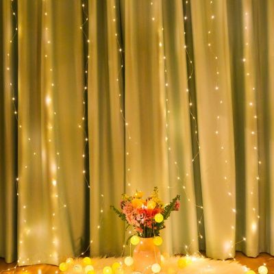 【▼Hot Sales▼】 wangshenghui ไฟสาย Led ม่าน Usb พวงดอกไม้ Led ทองแดงไฟประดับระยะไกลสำหรับไฟประดับงานแต่งงานตกแต่งหน้าต่างบ้านกลางแจ้ง